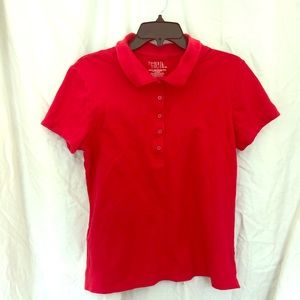 Tomato red time and tru polo shirt.